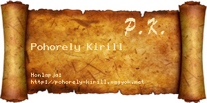 Pohorely Kirill névjegykártya